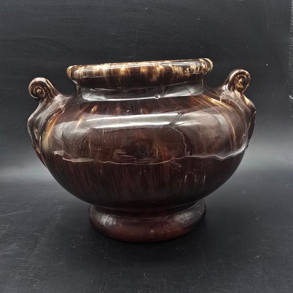 Brush McCoy Onyx Glaze Urn Vase Brown Drip Vintage USA Ceramic Pottery